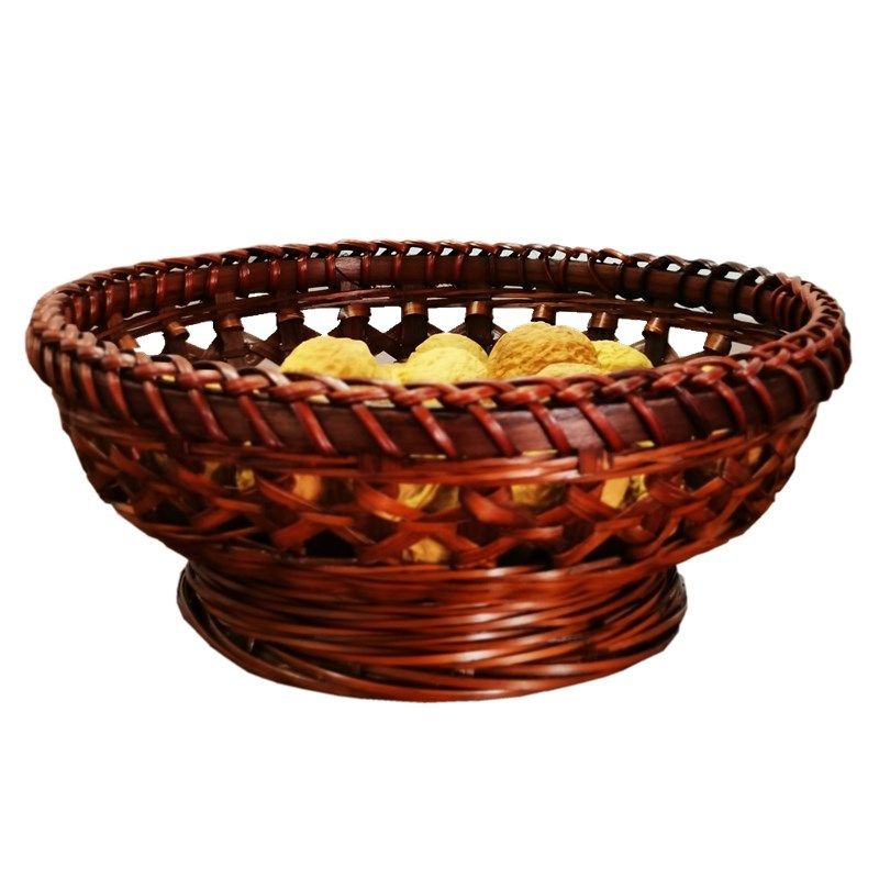 复古藤口竹篮有底座收纳篮桌面水果篮镂空竹编家用竹制品染色有脚,特色手工艺,竹编/竹雕,淘宝优惠券,粉丝福利购,淘宝优惠卷