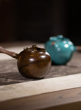 朱炳仁铜 小龙珠侧把壶 手工铜壶家用办公便携耐热煮茶壶茶具