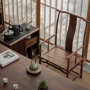 归璞一舍茶桌椅组合黑胡桃木茶台实木茶桌茶室功夫新中式家具茶几