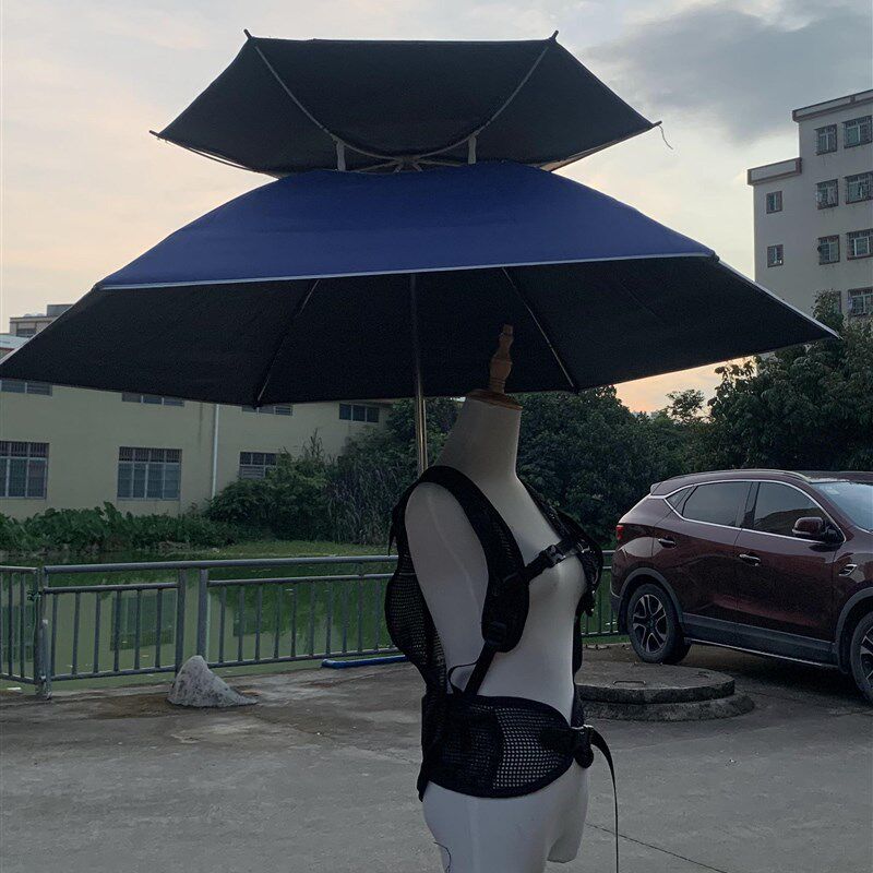 免持懒人背包式轻便可背式采茶伞摄影万向调节角度遮阳