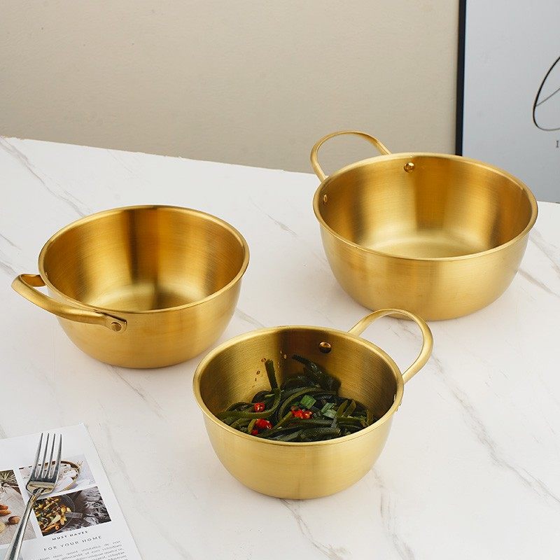 韩式拌菜盆餐厅不锈钢凉菜盆饭店带把手拉面泡面锅商用水果沙拉盆,餐饮具,盆,淘宝优惠券,粉丝福利购,淘宝优惠卷