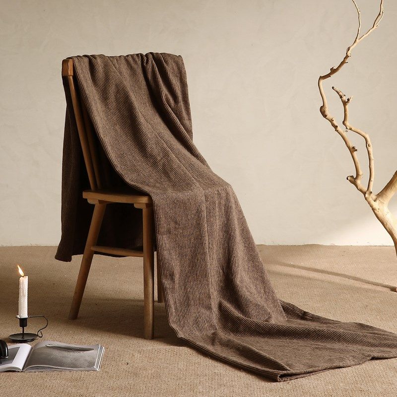 中古风复古咖色条纹床尾巾搭毯酒店民宿沙发床上样板房软装装饰毯,床上用品,休闲毯/毛毯/绒毯,淘宝优惠券,粉丝福利购,淘宝优惠卷