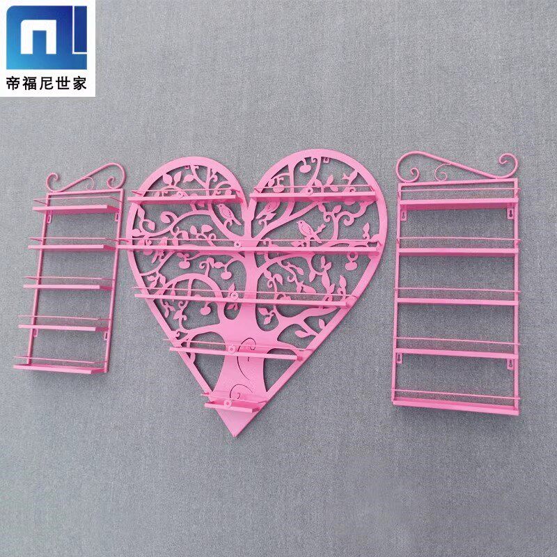 欧式心形化妆品展示货架铁艺壁挂指甲油架子美甲店甲油胶架置物架