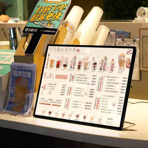 LED发光展示牌a3奶茶店吧台菜单价目表桌面立式台卡架a4a2灯箱