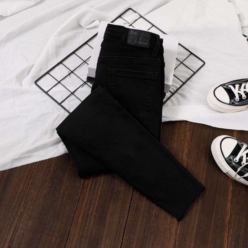 蓝色牛仔裤女2024春秋新款高腰显瘦显高紧身弹力毛边小脚铅笔裤子,女装/女士精品,牛仔裤,淘宝优惠券,粉丝福利购,淘宝优惠卷