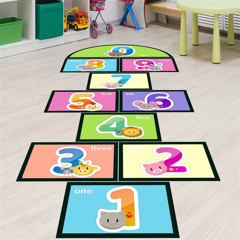 跳房子地贴纸动物数字儿童自粘耐磨防水可移除新款幼儿园方格贴纸,家居饰品,软装墙贴,淘宝优惠券,粉丝福利购,淘宝优惠卷