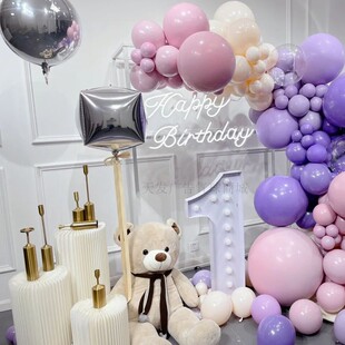 成人女生宝宝一岁周岁生日满月宴气球婚房KT板背景墙装饰场景布置
