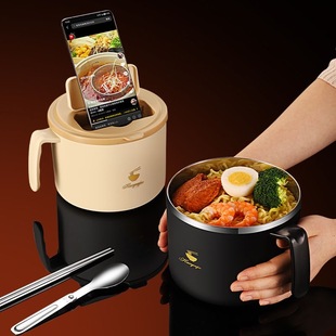 304不锈钢泡面碗带盖子大容量可滤水学生宿舍泡面神器上班食堂饭