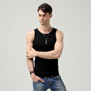 秋冬厚款加厚纯棉细螺纹背心男工字背紧身罗纹打底加大码厚实耐用