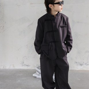 男童套装新中式复古长袖上衣儿童装唐装男孩中国风两件套西装盘扣