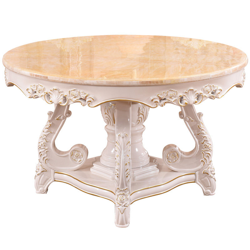 欧式圆桌 美式别墅餐厅大理石带转盘家用实木雕花圆形饭桌餐桌椅,住宅家具,大理石餐桌,淘宝优惠券,粉丝福利购,淘宝优惠卷