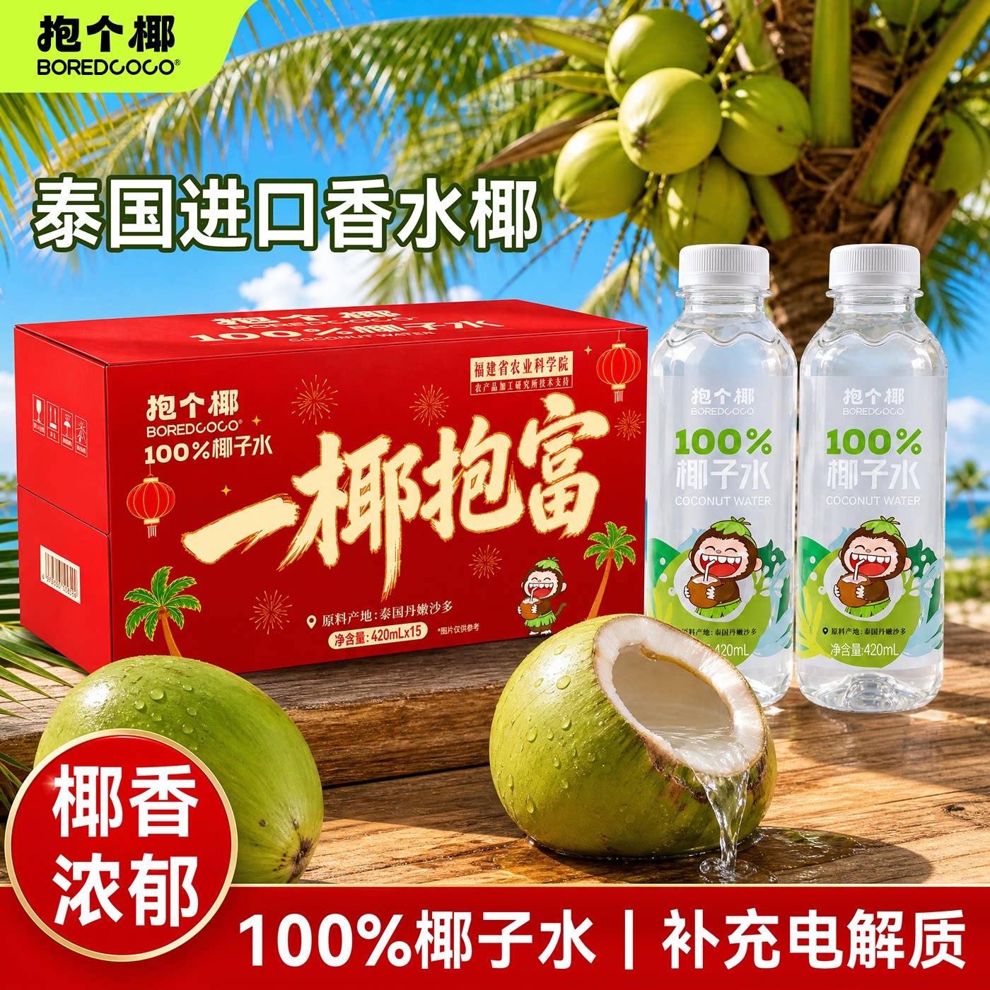 抱个椰椰子水一椰抱富送礼礼盒