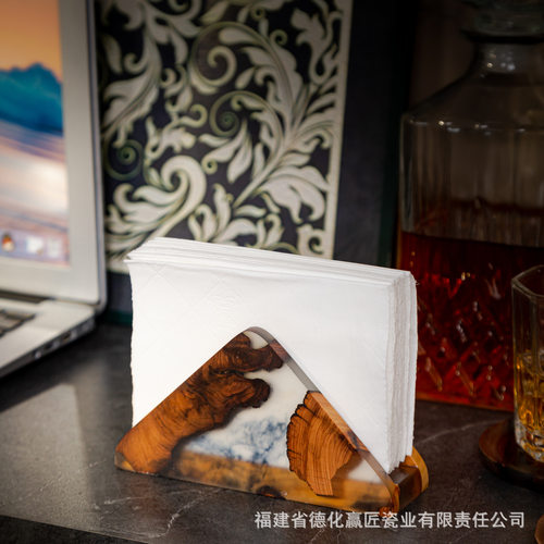 实木创意立式纸巾架商用轻奢崖柏三角形座餐巾纸架托咖啡厅纸巾夹