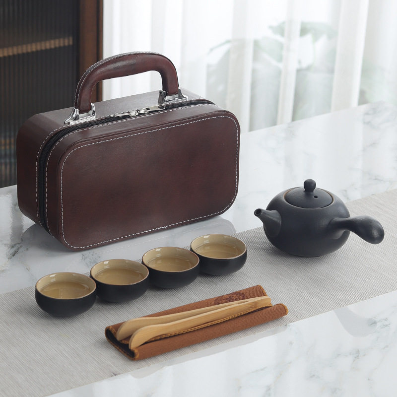 粗陶便携式茶具户外旅行1壶4杯套装会议活动用品公司团建纪念品物