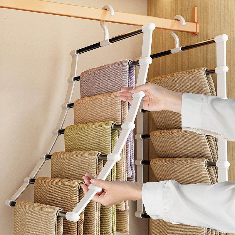 多功能裤架云梯挂裤折叠裤架不锈钢裤挂裤夹多层无痕收纳挂裤子架,住宅家具,伸缩衣/裤架,淘宝优惠券,粉丝福利购,淘宝优惠卷