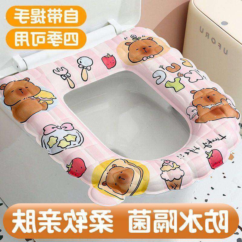 加厚防水马桶坐垫 EVA材质四季通用 提手设计卡皮图案贴