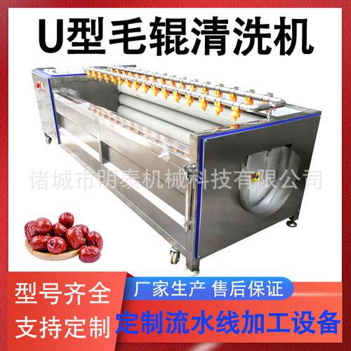 干红枣干洗机土豆魔芋毛刷去皮机大姜辣根茨菇U型毛辊清洗机