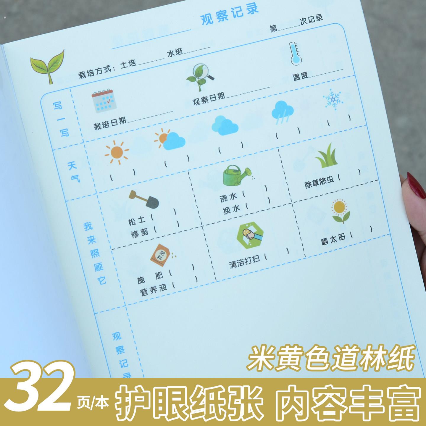幼儿园植物观察记录本小学生植物角教室种植记录表作业观察记录本