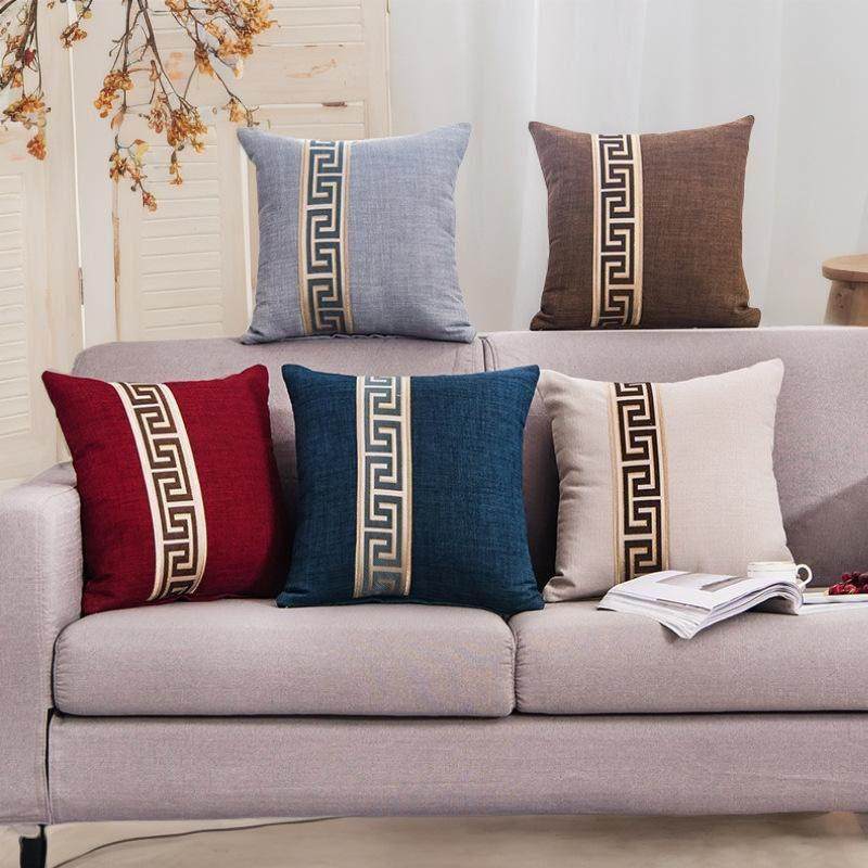 抱枕沙发客厅红木新中式靠垫套子抱枕套不含芯枕头靠枕棉麻大靠背