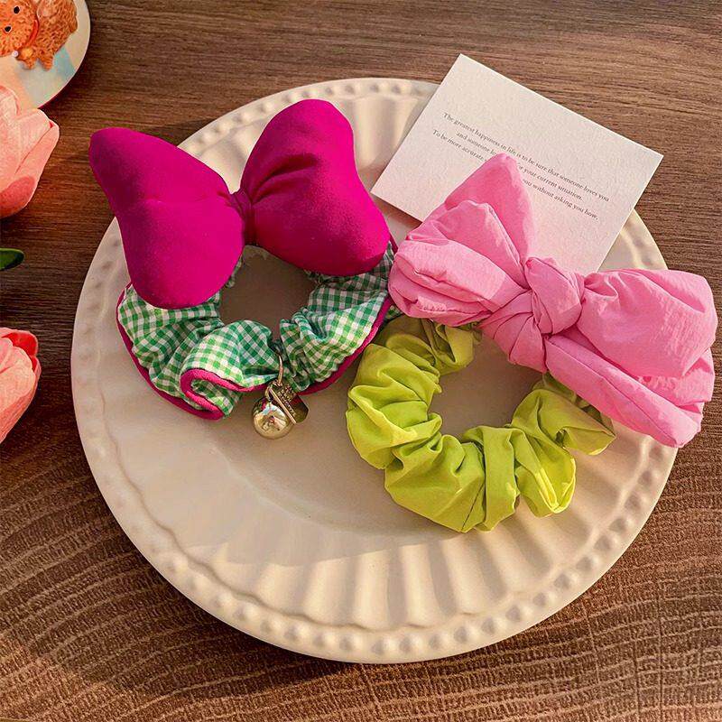 蝴蝶结公主儿童莓果酱大肠发圈撞色设计女童发饰头饰可爱甜美头绳