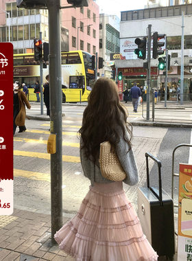 Xxiiuu 风抚层叠 2026春夏新款多层花边纱裙半身裙女气质a字裙子