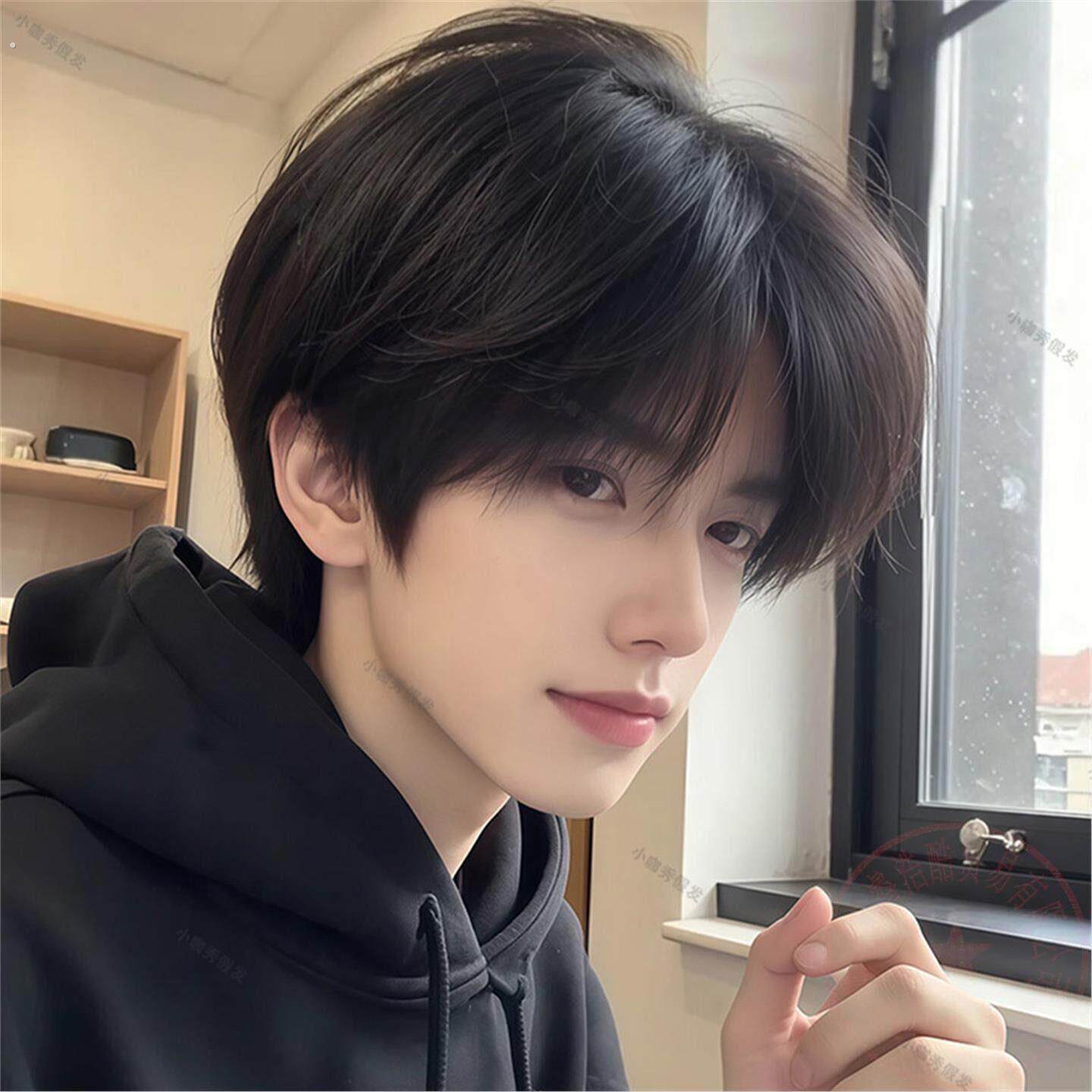 少年感假发男全头套韩系微分碎盖短发自然蓬松男生日常真假发套