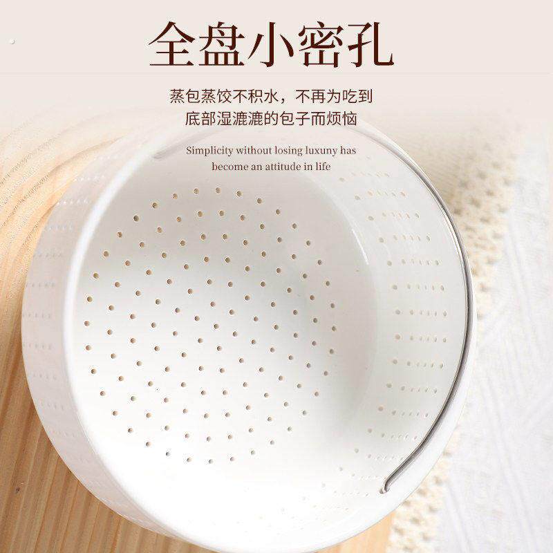 深口碗电饭煲蒸碗隔水蒸米碗陶瓷单人用碗加厚带手提带底座沥水盘