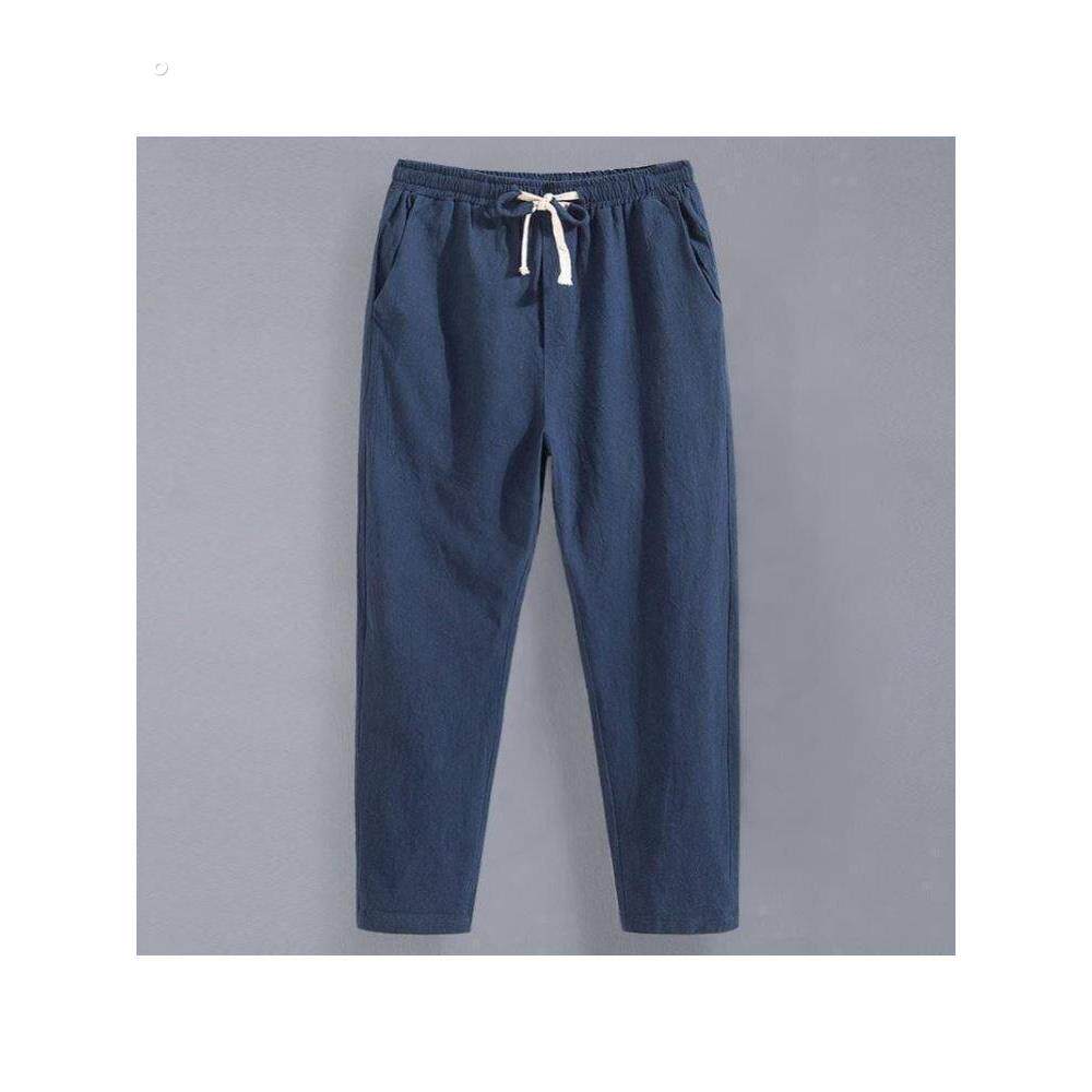 采购产品男士夏季亚麻九分裤，男士宽松直的休闲裤，薄9分棉和亚