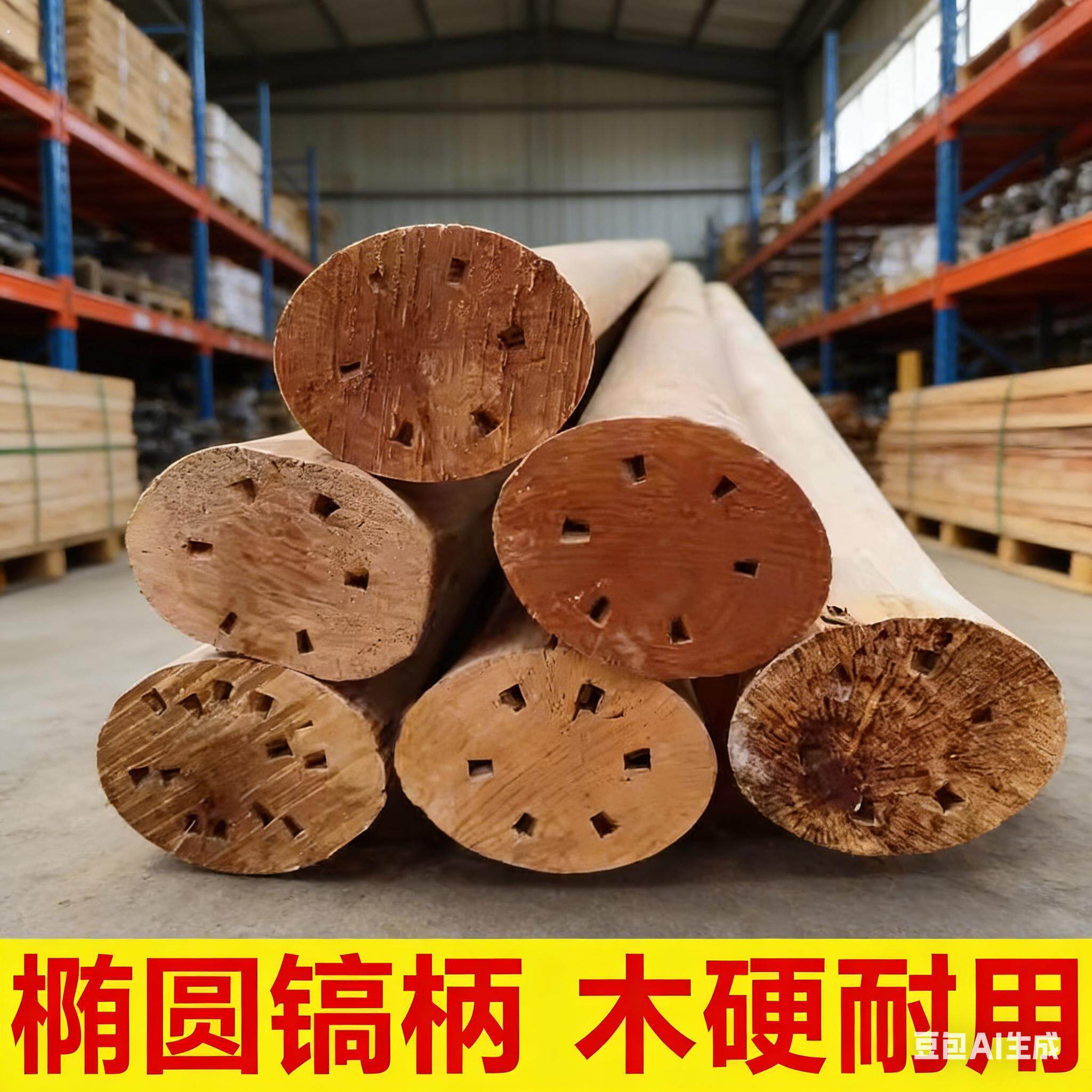 洋镐木把椭圆木柄超硬十字镐结实耐用户外镐把手大头小镐柄