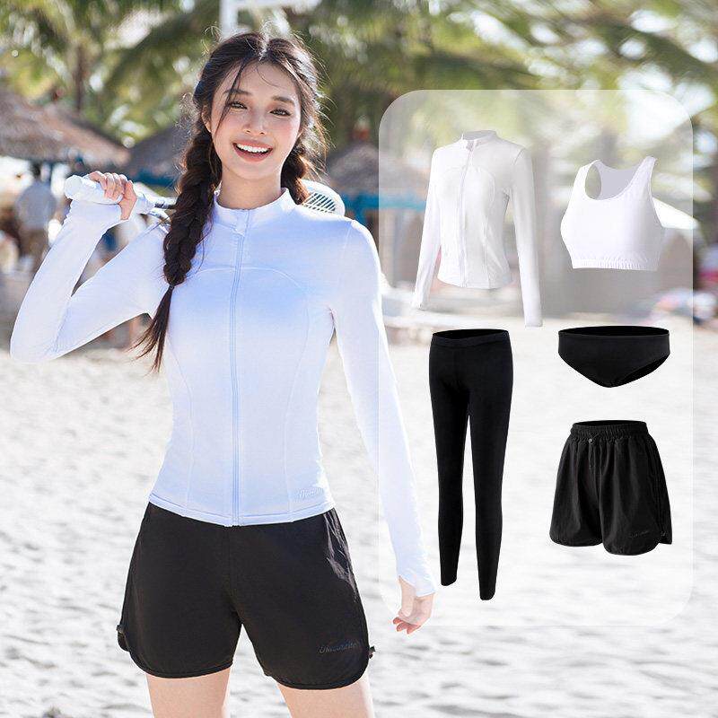 泳衣女2025新款两件式长袖长裤防晒速干 干保守宽松显瘦水母衣浮