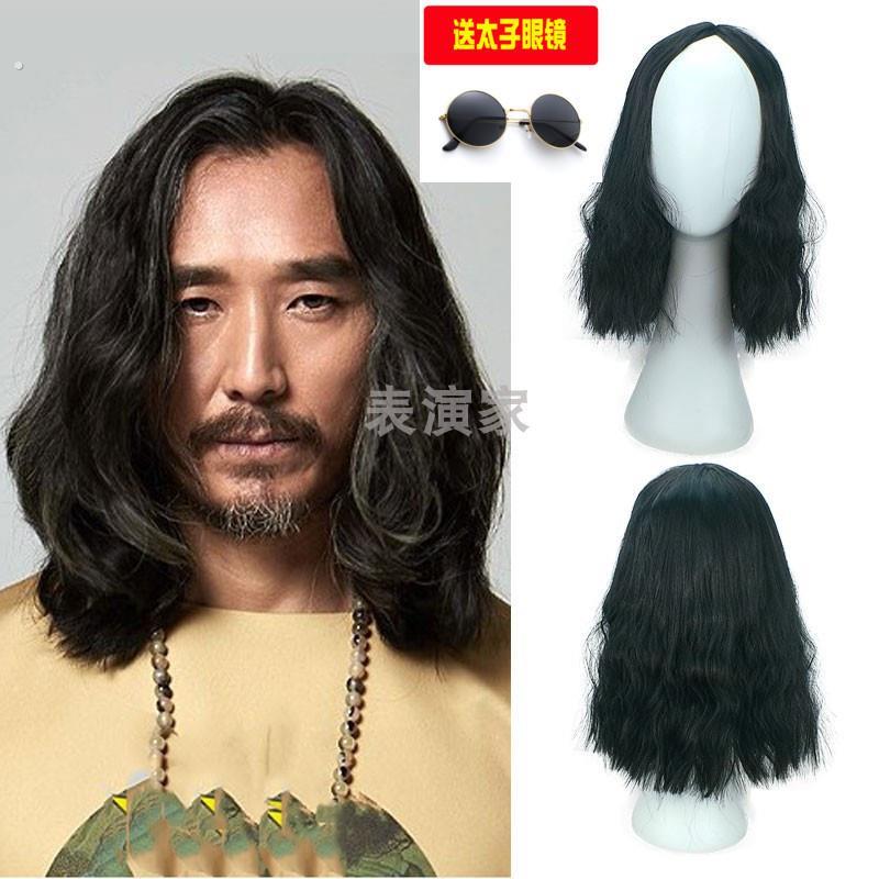 成熟男士舞台假发 非主流造型艺术风格长发 可齐可斜刘海高温丝材