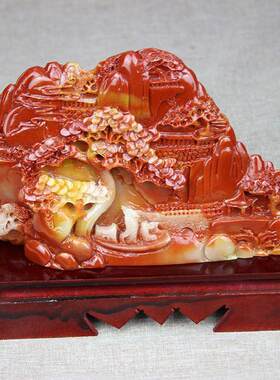 彷 福建寿山石雕工艺芙蓉色福在眼前玄关摆件奇石观光石