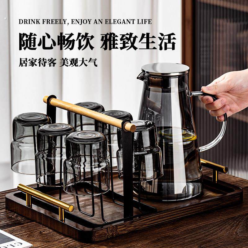 耐高温玻璃杯家用客厅茶具耐热冷水壶喝茶水杯罗格古典杯透明水杯