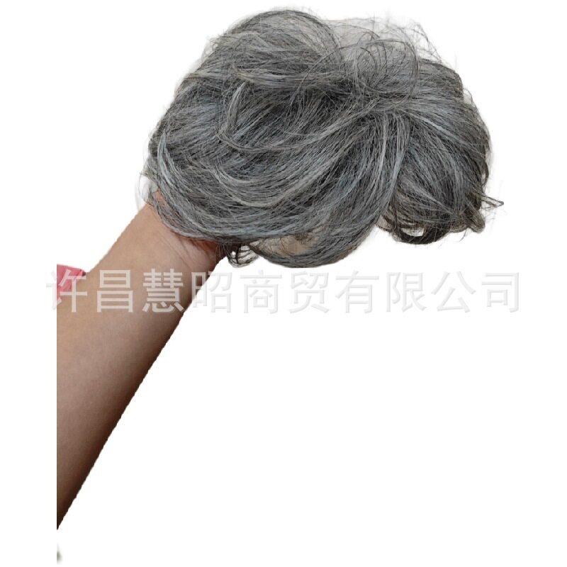 中老年假发发片花白补发片头顶补发块卷发补发片蓬松短卷发纹理烫