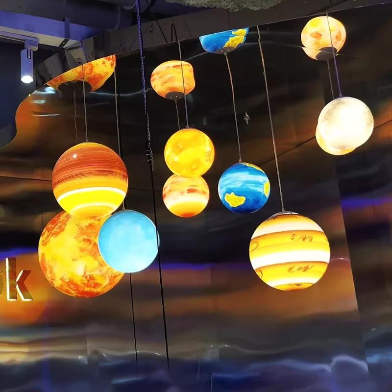 星球灯星空地球灯商场大厅游乐场饭厅吧台景观圆球形创意月球吊灯
