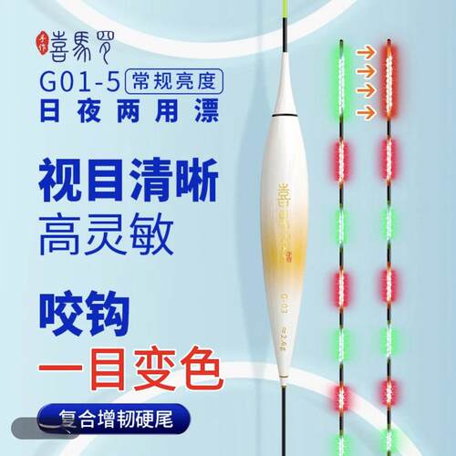 正品喜马罗一目变色夜光漂日夜两用高灵敏双排LED灯珠鲫鱼电子漂