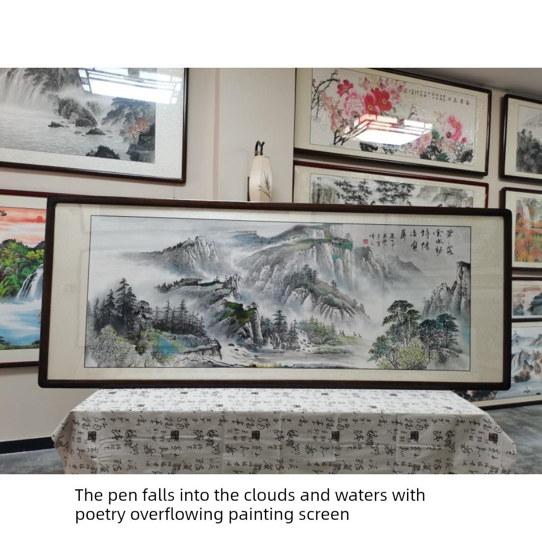 纯手绘正品中国画客厅办公室挂画装饰画山水画沙发背景水墨画定制