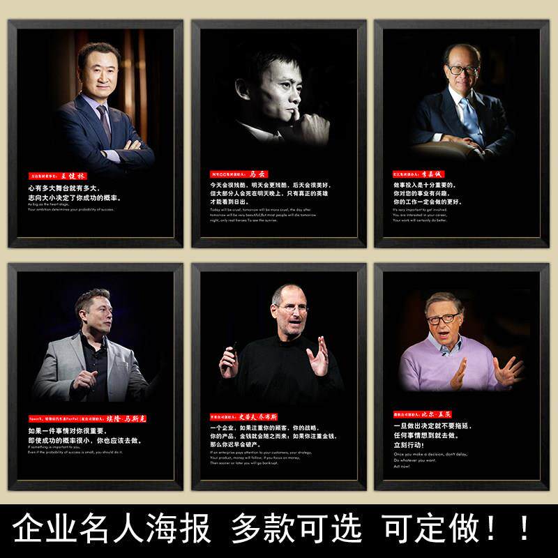 金融科技地产企业名人励志画像标语名言办公室相框装饰画海报挂画