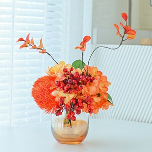 仿真花包厢圆形转盘假花装饰花高端酒店大圆桌中间摆件餐桌花摆花