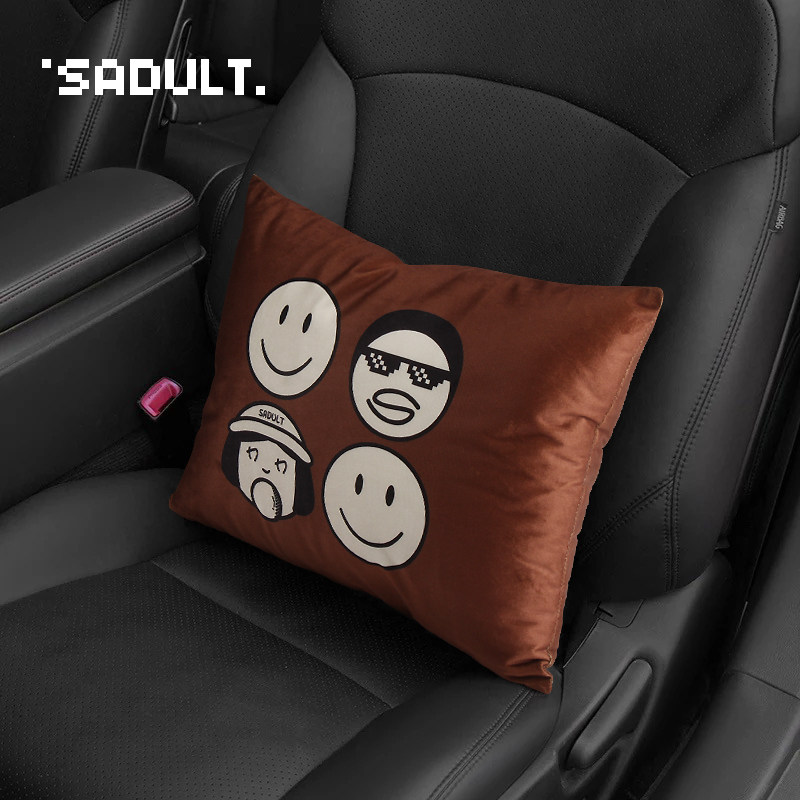 sadult棕内饰可爱笑脸汽车座椅腰靠车用护腰腰枕车载抱枕靠背四季,汽车用品/电子/清洗/改装,腰靠,淘宝优惠券,粉丝福利购,淘宝优惠卷