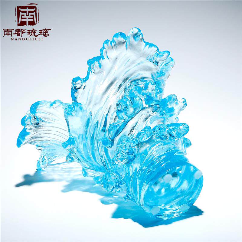 高级感法式琉璃客厅家居海浪花瓶高端乔迁送礼水晶艺术品摆件定制