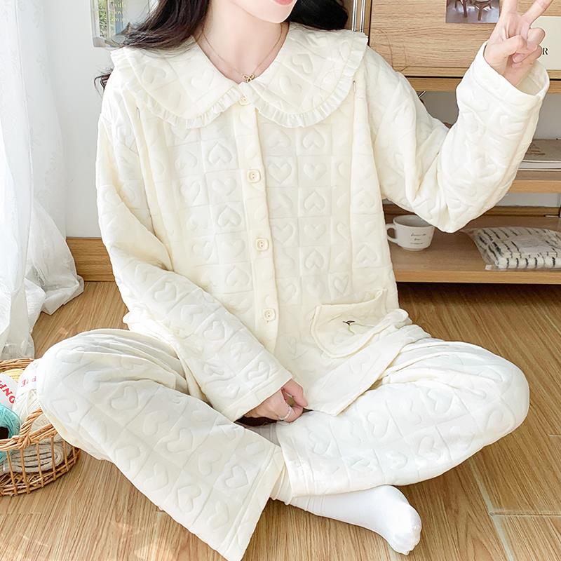 孕妇睡衣秋冬季空气棉夹层月子服2025新款哺乳套装春秋产后妇11月