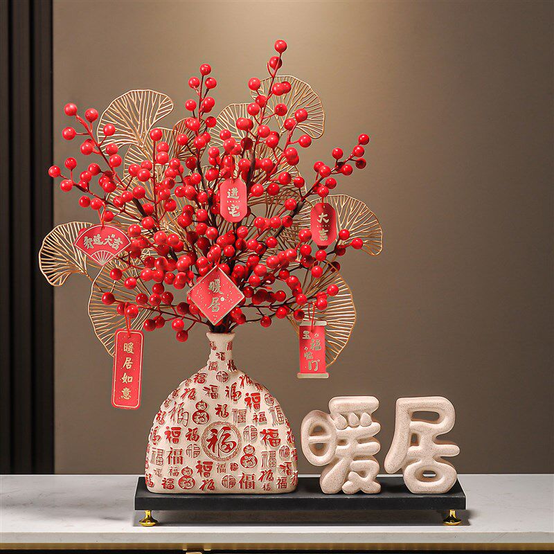 2026新年装饰摆件发财果百福桶春节过年桌面喜庆氛围布置贺年礼物