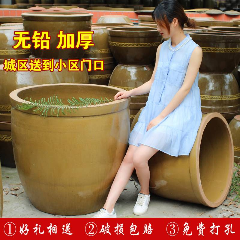 水缸家用老式陶瓷水刚老式粗土缸瓦缸陶土花盆庭院室外养鱼陶瓷