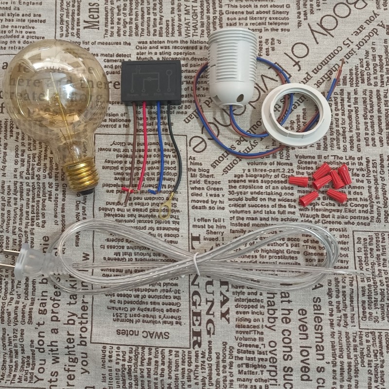 触摸灯易拉罐DIY触控灯插头开头电线台灯灯座卤素灯泡爱迪生灯泡