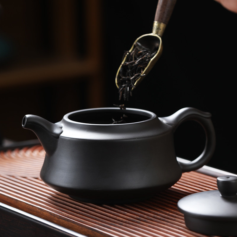 黑泥紫砂功夫茶具套装原矿家用整套泡茶器黑色中式高档礼盒送礼用