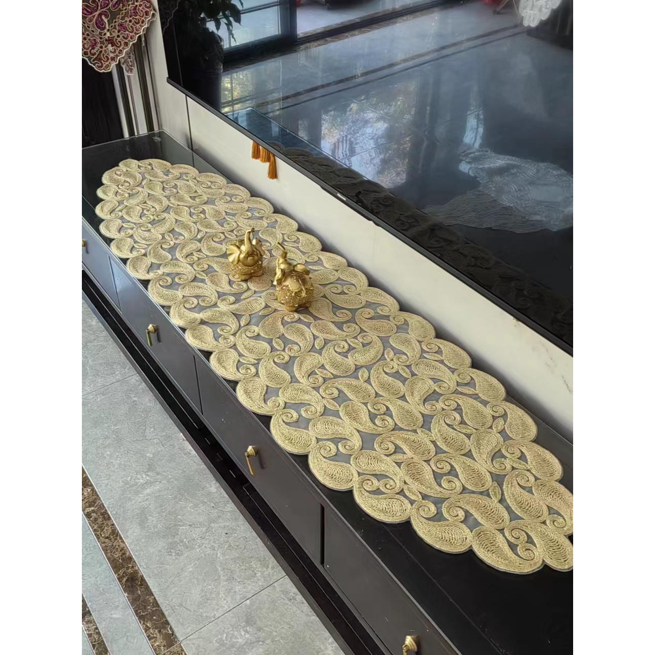 欧式布艺电视柜桌旗茶几蕾丝新款餐桌布奢华梳妆台五斗柜防尘盖巾