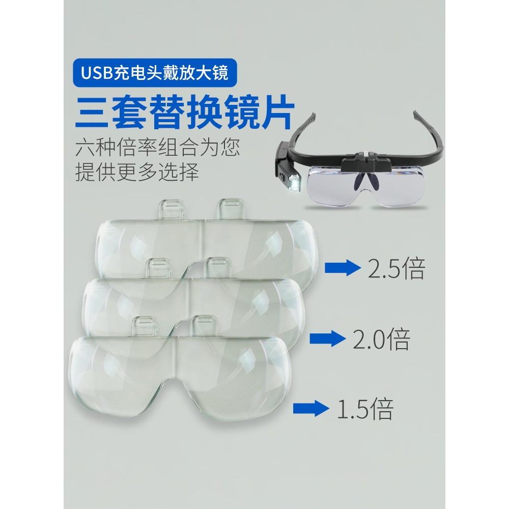 一种老年人阅读用头戴式放大镜高清晰度修覆表，大功率USB充电眼