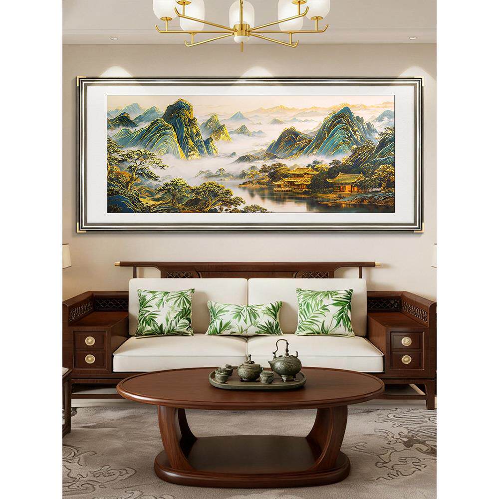 背有靠山立体浮雕山水画挂画客厅沙发背景墙装饰画聚财餐厅风景画