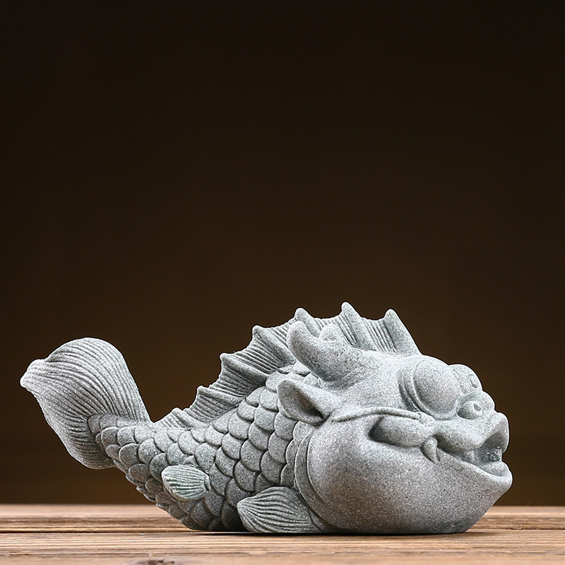 创意青砂石中式龙鱼精品茶宠摆件家居客厅鱼缸造景桌面镇纸装饰品,家居饰品,装饰摆件,淘宝优惠券,粉丝福利购,淘宝优惠卷